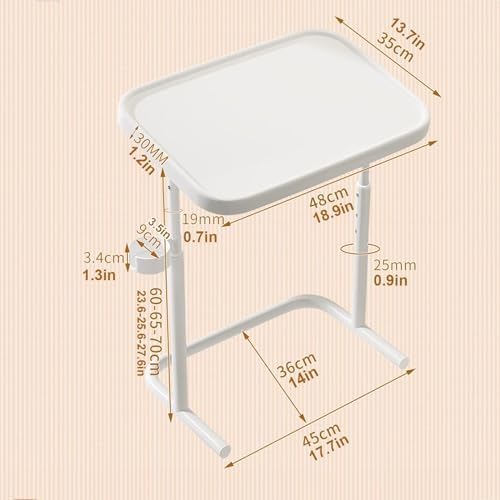 Adjustable Rolling Desk, Metal Folding TV Tray Table with Cup Holder, 3 Height Settings, 180° Flip - Ideal for Small Spaces