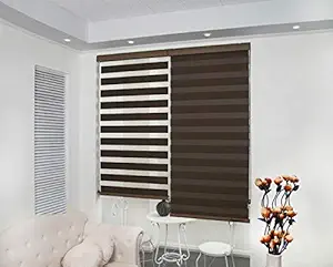 Fresh From Loom Premium Blinds for Window | Roller Horizontal Curtain Shades for Living Room Bedroom Home and Office | Roll Up Pulling Blinders (Brown, Size- Wide 80 cm x Long 140 Cm, Polyester)