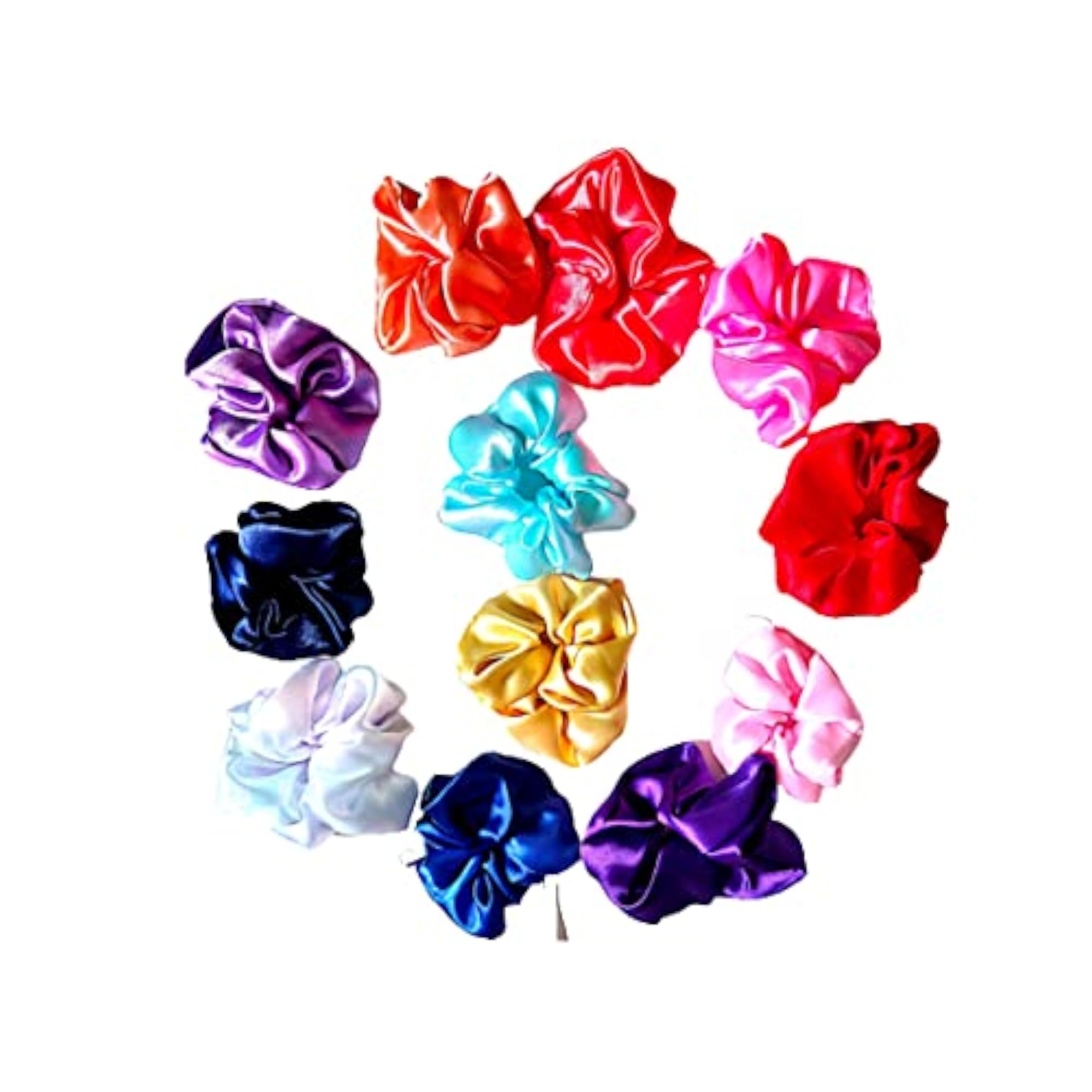 Women's Satin Soft Silky Multicolor Scrunchies, 10 Pcs