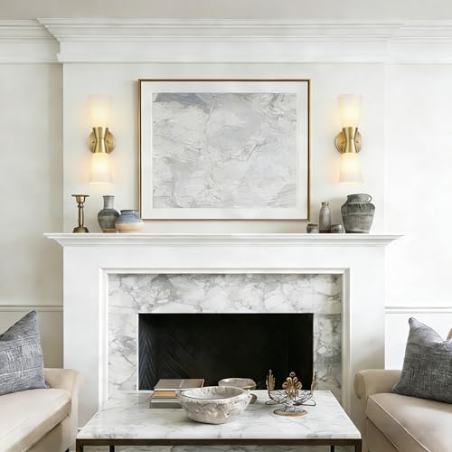 Image of Wall Sconces Set of 2 for Bathroom, Modern Indoor Vanity Light Fixtures 15 inch, Up Down Lighting, Wall Mount Lamp for Living Room Bedroom Hallway Stairway Fireplace Mirror E26 Base 2PC White&Gold