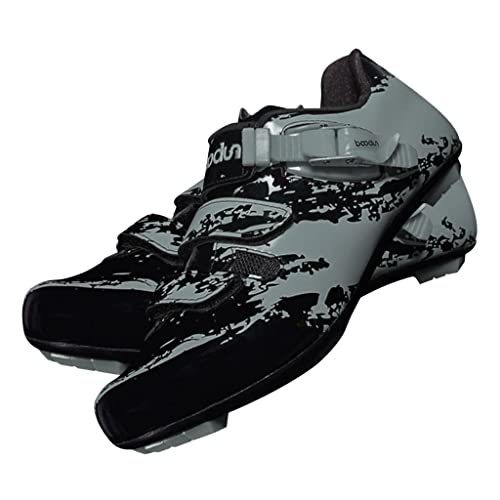 Image of Men Road Cycling Shoes Bike Bicycle Biking Shoe Sneaker Wide Feet Gray 44