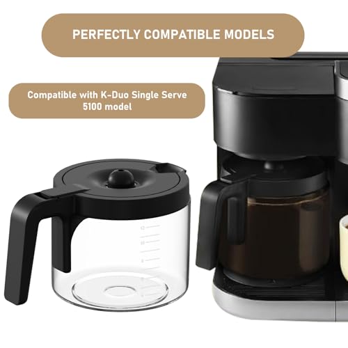 Image of 12-CUPS Coffee Maker Glass Carafe Replacement Compatible with Keurig K-Duo 5100 Single Serve K-Cup Pod & Carafe Coffee Maker, (NOT Fit K-Duo 5000 Essentials Model)