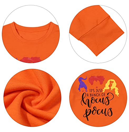 Vilove Halloween Plus Size Sweatshirt Women It's Just A Bunch Of Hocus Pocus Sweatshirt Sanderson Sisters Sweatshirt Orange #TOP5