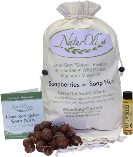 NaturOli Organic Soap Nuts - 3 lbs with Travel Bottle