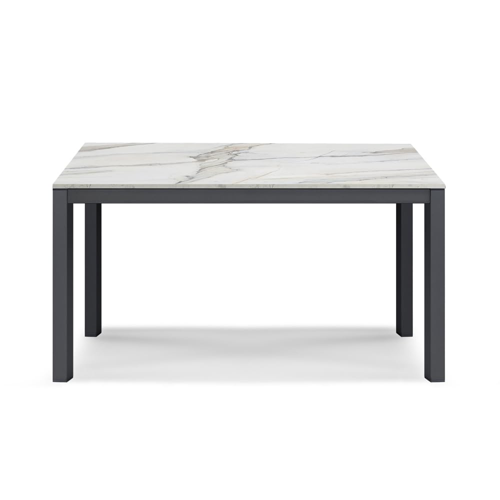 REDÒKASA Tavolo da pranzo allungabile 110x70 modello GIOTTO MADE IN ITALY con allunga laterale 40 cm per sala da pranzo, cucina e soggiorno, design moderno (Marmo di Carrara)