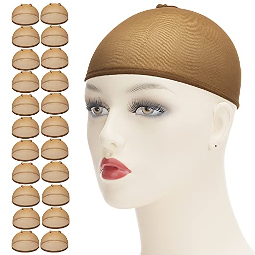 Wig Cap 22 Pieces Yisane Wig Cap for Women Dark Brown Nylon Wig Cap Stocking Cap for Wig Stocking Wig Cap (Wig Cap Dark Brown)
