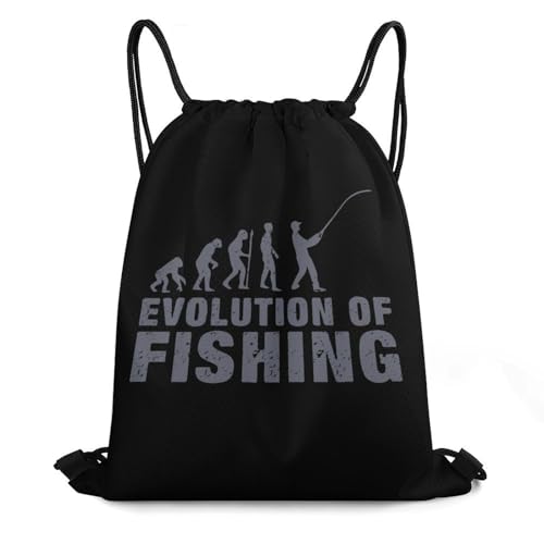 Evolution Fishing Drawstring Backpack Durable Sport Gym Bags Daypack for Men Women 35 * 42cm