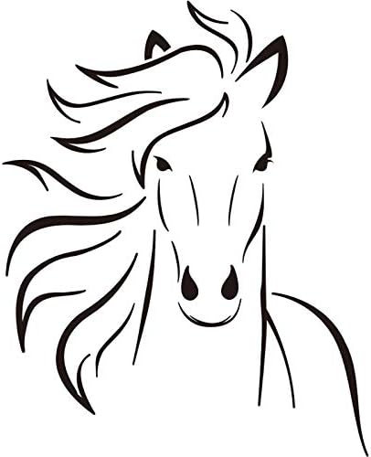 Home Find 22 inches x 27 inches Chinese Ink Painting Style Head of Horse Wall Stickers Bedroom Living Room Kids and Children Room Wall Decals Vinyl Artistic Wall Stickers for Study Office Decor