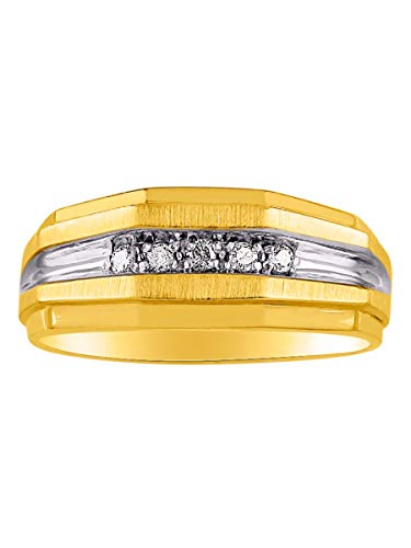 Image of Rylos His & Hers Wedding Bands with Diamonds, Sterling Silver or Yellow Gold Plated, Comfortable Fit, Sizes 6-13, Elegant Couple Rings Symbolizing Commitment