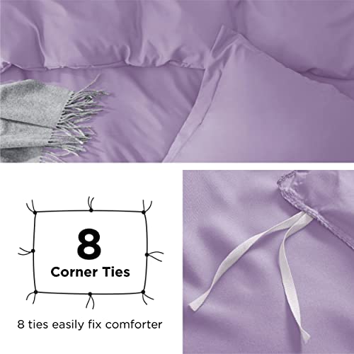 Image of Bedsure Duvet Cover King Size - Soft Double Brushed Bedding Set for Kids & Adults, Zipper Closure, 3 Pieces, Includes 1 Duvet Cover (104 inchx90 inch) & 2 Pillow Shams, NO Comforter, Light Purple