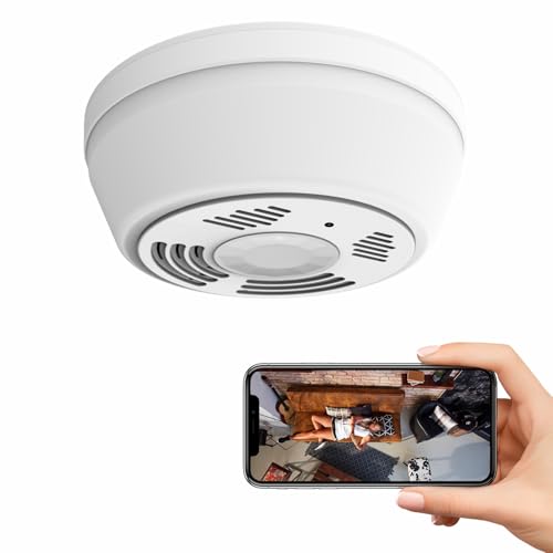 Security Camera WiFi Smoke Detector Camera Downward 160 Days Stan...