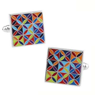 Yellow Chimes Cufflinks for Men and Boys Square Cuff Links | Silver Toned Formal Stainless Steel Multicolor Cufflink | Birthday Gift for Men and Boys for Husband (B07SK63FP2) Amazon Price History, Amazon Price Tracker