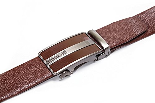 Mens Leather Ratchet Dress Belt With Linxx Buckle, Waist Size Up to 46" with Automatic Buckle2