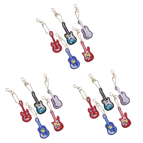 Porte-clés peinture diamant et perles guitare pour création bijoux