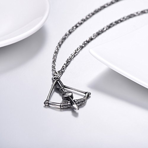 PROSTEEL Bow & Arrow Necklace,Sagittarius Necklace,Archery Necklace,Hunter Charm,Mens Womens Jewelry4