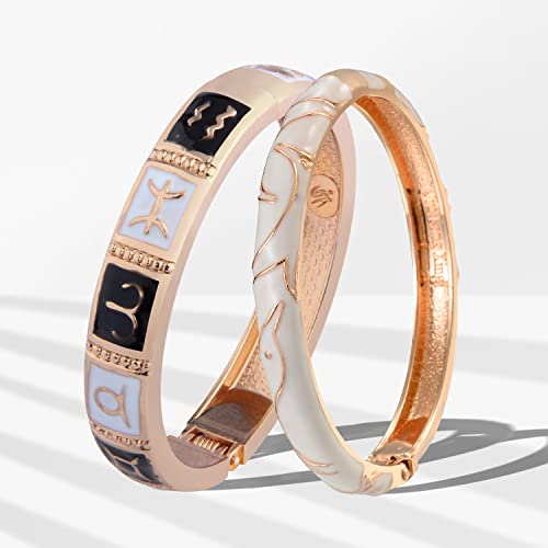 UJOY Fashionable Bracelets Constellation Dolphin Enameled Bangles Spring Hinged Cloisonne Jewelry 55C38 brown - Image 3