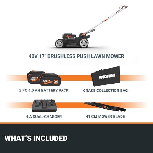 Worx Cordless Lawn Mower, 40V 17" 2-in-1 Grass Mower for 1/4 Acre, WG745 - image 8