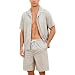 Vulcanodon Pyjama Herren Kurz, leicht weiche Schlafanzug H.grau Mel., L