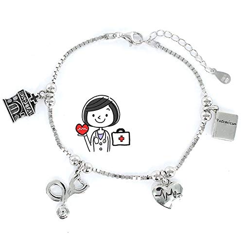 Promojoya Silberarmband "Eres Lo Mas Doctor" mit Anhängern, Silber