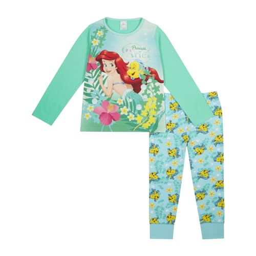Pyjamas Fille La Petite Sirène de Disney, Pyjamas Fille Ariel, Marchandises Officielles La Petite Sirène, Vert, 5-6 ans