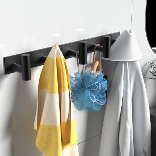 VAEHOLD Black Hat and Coat Wall Mount Rack 5 Hooks for Robes Review product image
