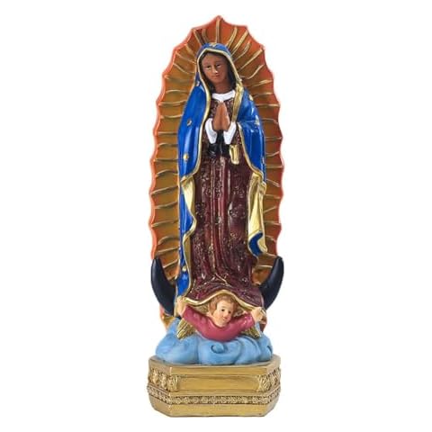 MOOCOCO Our Lady of Guadalupe Statue, Virgin Mary Statue, Blessed Mother Virgen de Guadalupe Religious Figurine, Religious Decor Resin Sculpture Cover