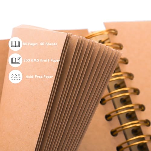 Tosnail - Álbum de recortes DIY 2 unidades, 8 x 8 pulgadas, 160 páginas en papel kraft grueso, libro de recuerdos, libro de firmas para bodas y aniversarios, familia y escuela miniatura 3