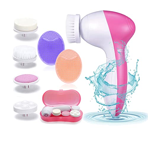Facial Cleansing Brush 4IN1 Electric Face Brush,Face Massager Silicone,Gifts for Teenage Girls,Face Scrubber for Exfoliator,Blackhead Remover,Deep Skin Cleansing Face Care for All Skin Types(Pink2)