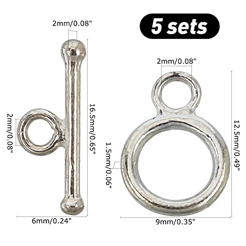 Chgcraft 5 Sets 925 Sterling Silver Toggle Clasps Ring Connector Ot Clasps For Jewelry Making Findings Bracelets Necklace Diy Crafts, 12X9X1.5Mm Ring, Hole 2Mm #TOP1