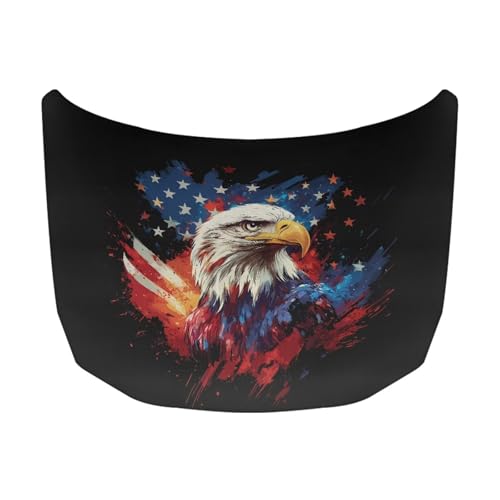 Image of Car Hood Cover, Bald Eagle Theme Car Hood Protector Auto Patriotic Decorations Waterproof Auto Hood Wrap Blankets Universal Automotive Exterior Accessories