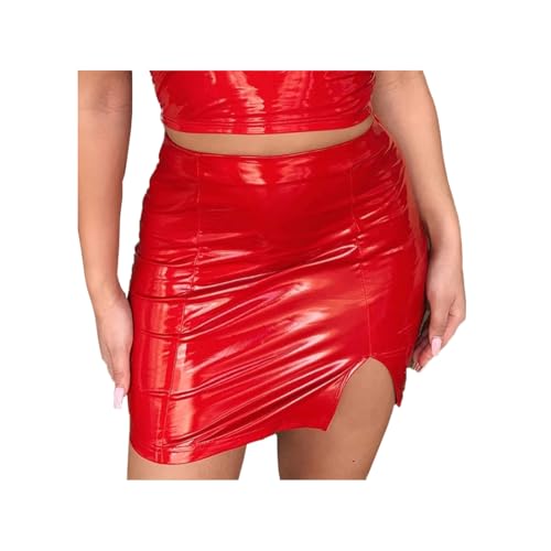 Women's High Waist Faux Leather Classic Mini Pencil Skirt Bodycon Slim Mini Club Skirt3