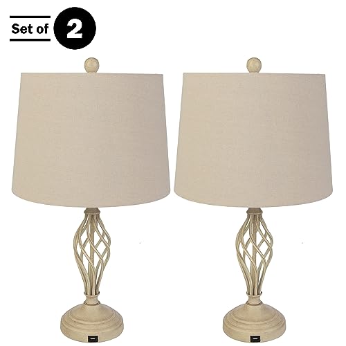 Set de 2 lámparas de mesa modernas con puerto USB miniatura 4