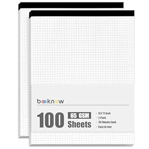 BOOKNOW 2 x karierte Notizblöcke Millimeterpapier