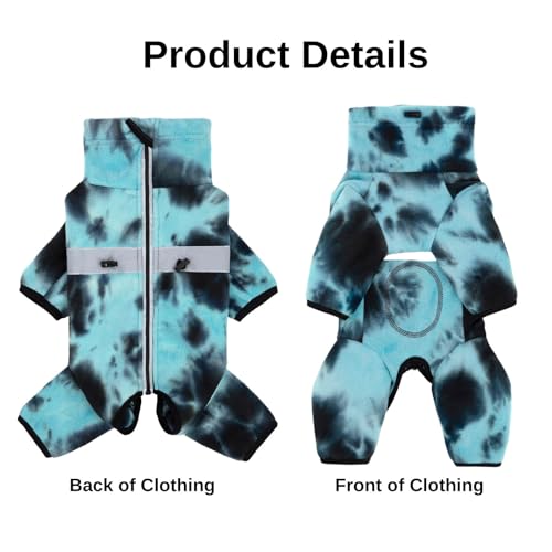 BT Bear Warm Coats Jackets for Small Dogs Adjustable Dog Warm Fleece Jumpsuit Clothes With D-Ring Dog Winter Coat for Small Dogs,Tie dye blue XS - Image 3
