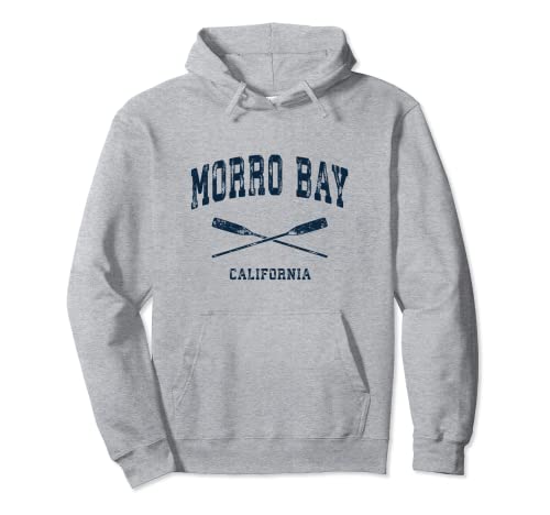 Morro Bay California Vintage Nautico Incrociato Remi Navy Felpa con Cappuccio