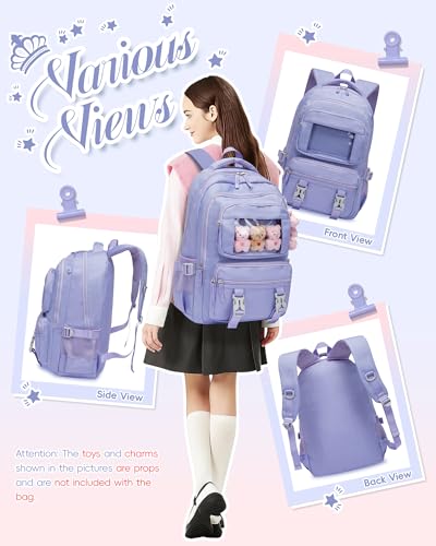 Sac à dos d'école pour filles de 6 à 14 ans avec grand compartiment PC - 3