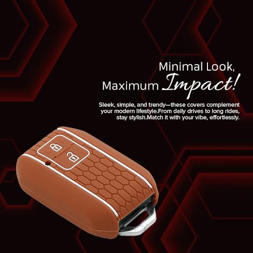 Image of Keycare Silicone Key Cover Compatible for Glanza, Urban Cruiser Taisor, Rumion, Urban Cruiser Hyryder 2 Button Smart Key (Blue)