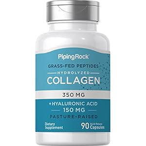 Piping Rock Hydrolyzed Collagen and Hyaluronic Acid Supplements | 90 Capsules | Grass-Fed Peptides | Non-GMO, Gluten…