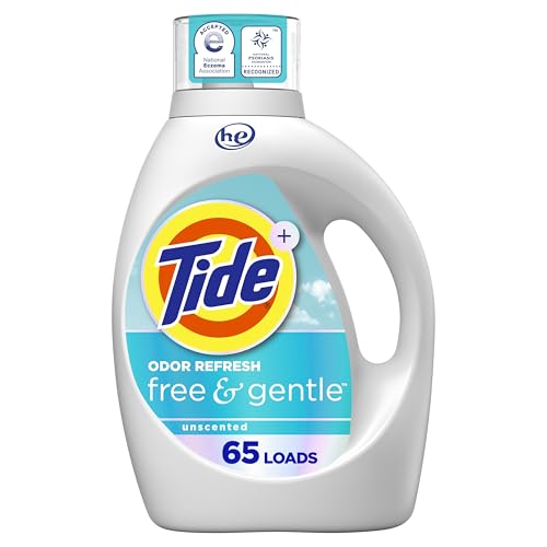 Tide Free and Gentle Odor Refresh Laundry Detergent Liquid, 65 Count, 92 fl oz, Hypoallergenic...