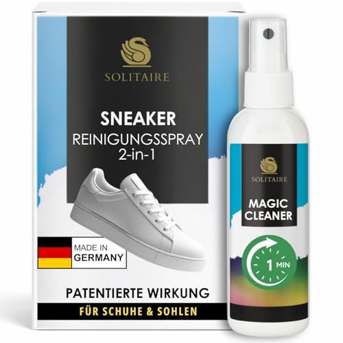 SOLITAIRE Sneaker Magic Cleaner, 100 ml, 2-in-1 Reinigungsspray (Midsole und Upper Cleaner), biologisch abbaubarer Sneaker Cleaner, Wasserbasiert, Oeko-Tex® zertifiziert, Made in Germany