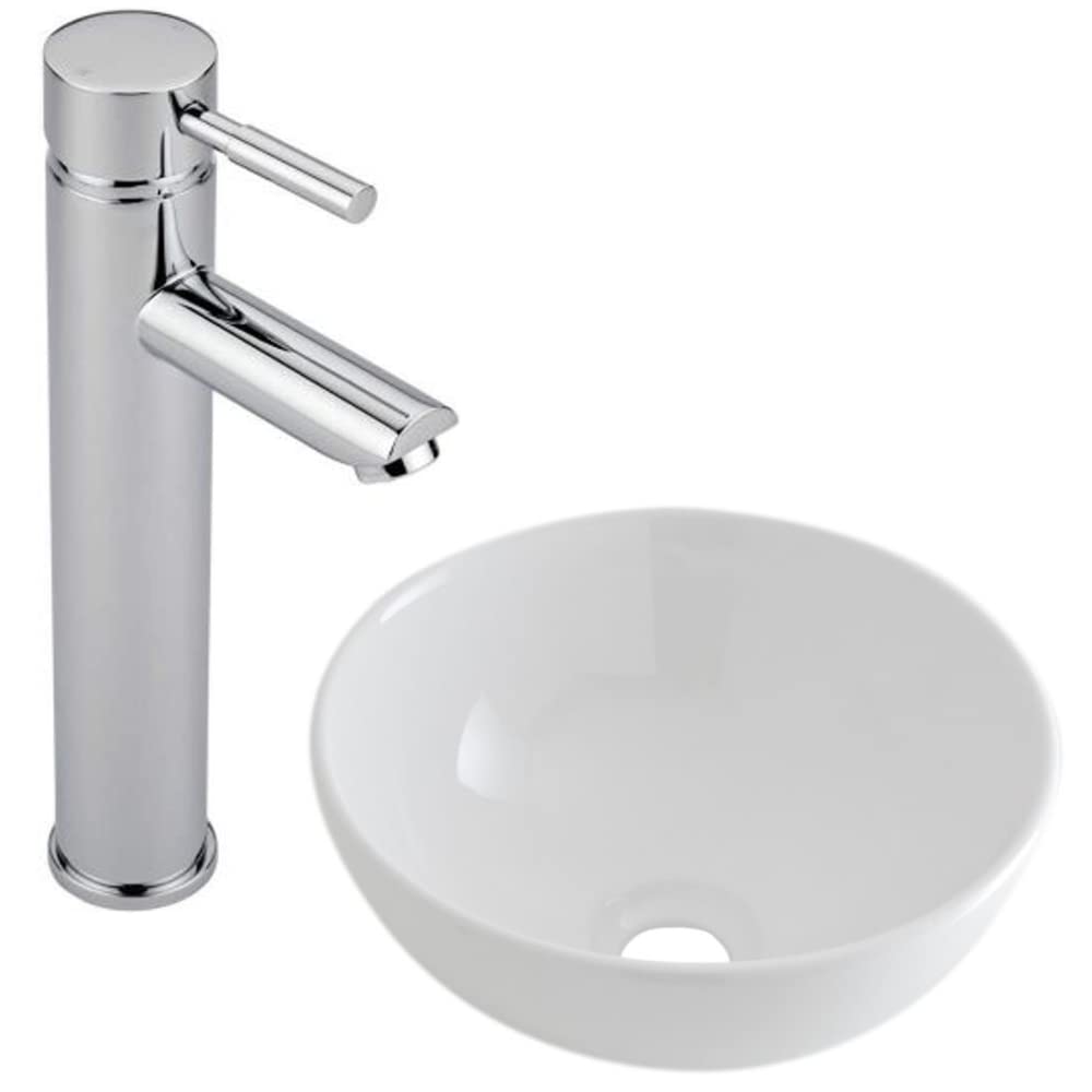 Milano Irwell Round Countertop Bathroom Basin Sink High Rise Mono Mixer Tap - 320mm