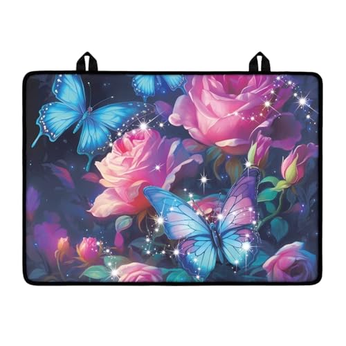 YUVAMAGIMO Butterfly Rose - Cubierta superior antideslizante para estufa eléctrica, lavable, reutilizable, protector de vitrocerámica, 21 x 29 pulgadas