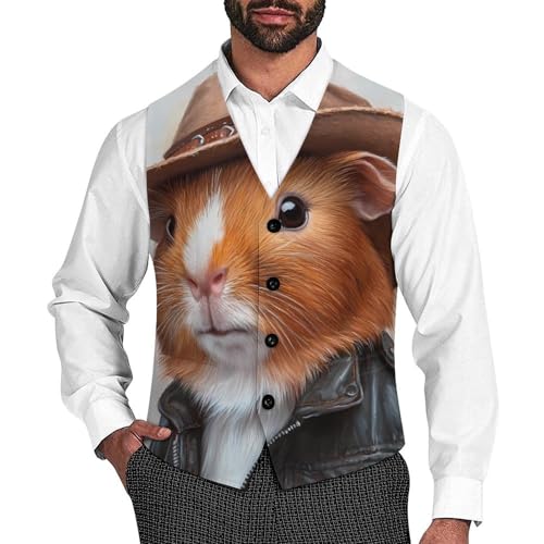 Capybara Men's Suit Vests Business Formal Dress Vest V-Neck Waistcoat for Wedding Casual