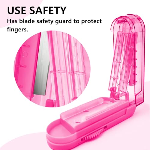 Image of Pill Cutter Splitter for Small and Tiny Pills, Precision Cutting for Tablets - Accurately Cuts Multiple Pills at Once. Sharp Blade with Safety Guard (Pink)
