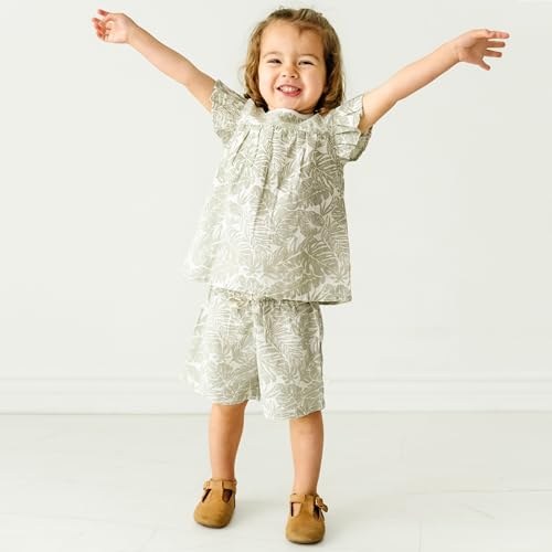 Image of MakeMake Organics GOTS Certified Organic Cotton Baby Kids Toddler Girl Top and Short Outfit Set