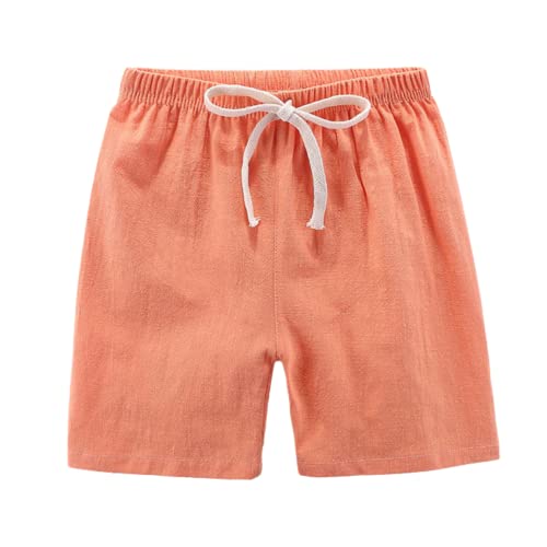 Amebelle Baby Toddlers Boys Girls 3 Pack Light Bermuda Cotton Linen Shorts Pants (0085-3Pkbeigeorangenavyblue-7/8Y) #TOP6