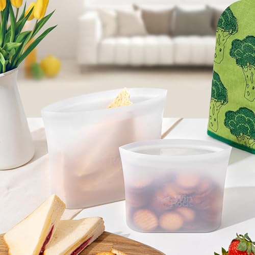 Image of 3 Pcs Fridge Storage Reusable Ziplock Food Storage Airtight Freezer Safe for Vegetables Fruits Snacks.silicone Bags for Fridge Storage(500 /1000 /1500ml)