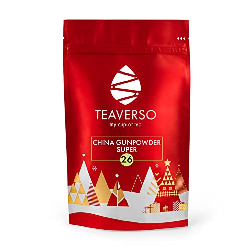 TEAVERSO China Gunpowder, Hochwertiger Wintertee in spezieller Verpackung, Lose Blätter, Ideale Geschenk für Genießer und Teeliebhaber, Wiederverschließbarer Kraftbeutel, 100g Cover