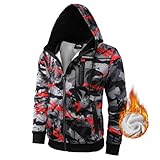 OHSNMAKSL Hoodies for Men sherpa Warm Fleece Hoodie Jacket Sweatshirt Full Zip Sport Workout Coats WY-M-06#red camo-M
