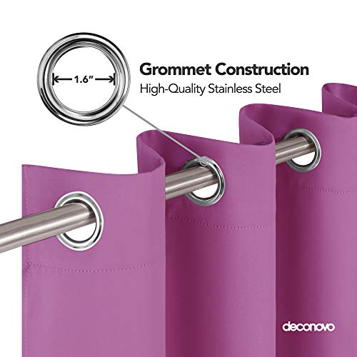 Image of Deconovo Thermal Insulated Window Treatments Grommet Top Blackout Room Darkening Curtain Bedroom, 52 x 84 in-1 Panel, Fuchsia Pink